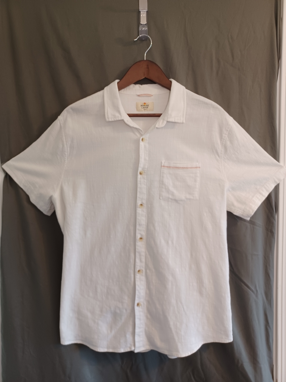 Marine Layer White Short-Sleeve Casual Button-Down Cotton Shirt Size Marge (M/L)